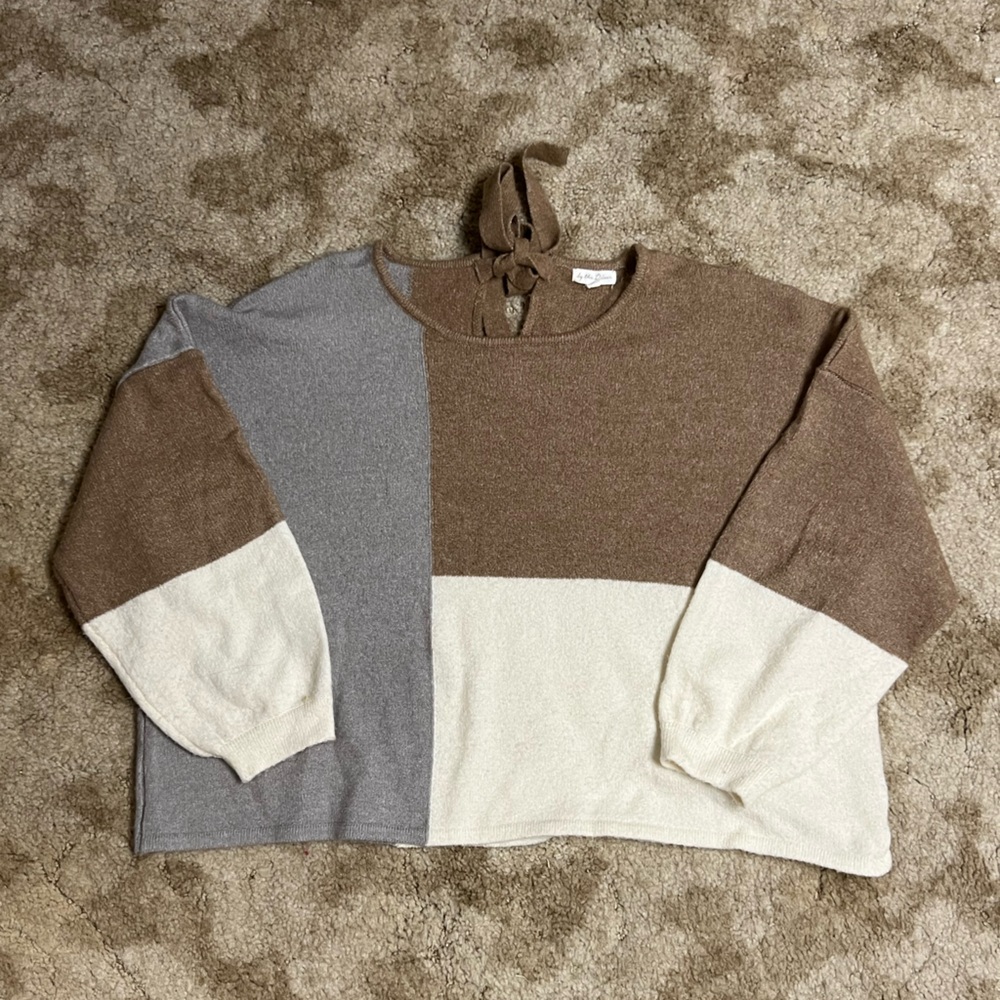 Color Block Poncho Sweater